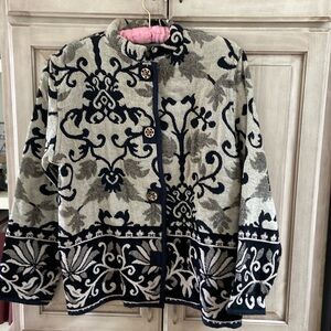 Vintage Flashback jacket tan beige black sz M tapestry